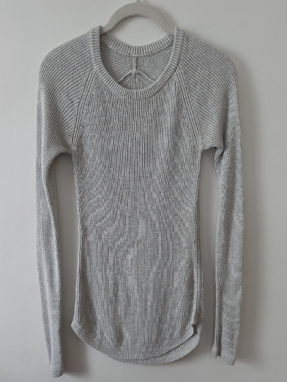 Lululemon Light Gray Ribbed Long Sleeve Knit Top Women's Size XS/S